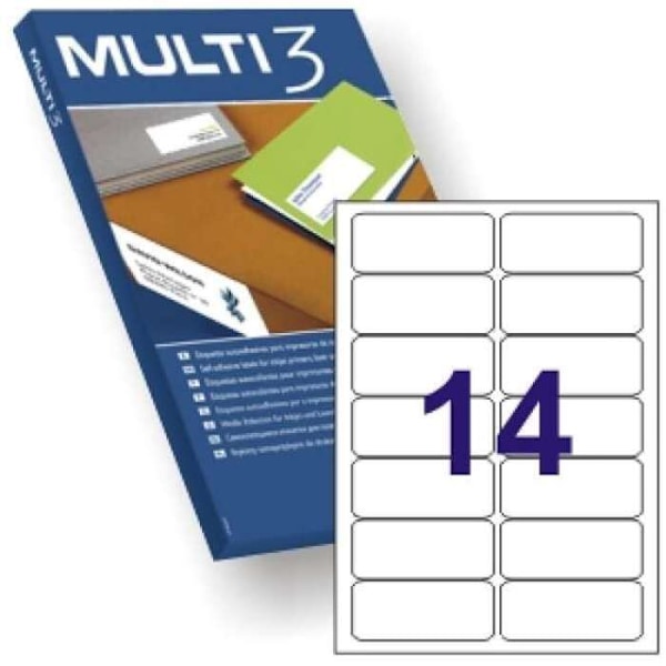 Tarrat - Multi3 - 99,1x38,1mm - Pysyvä liima - 1400 tarraa - Pyöristetyt reunat