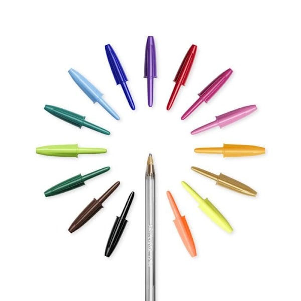 BIC Cristal Multicolour Kuglepenne Broad Point (1,6 mm) - Assorterede farver, pose med 15 stk. Blandad