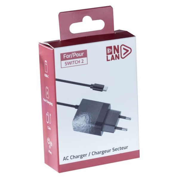 Oplader - ONLAN - Nintendo Switch 2 - Sort Svart