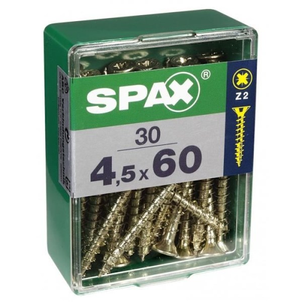 Vis - SPAX - Fased hoved - Diam. 4,5 mm - Længde 60 mm - Pakke med 30
