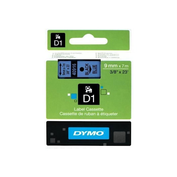 DYMO D1 selvklæbende sort på blå rulle (0,9 cm x 7 m) 1 rulle(r) etikettape til LabelMANAGER 120P, 210D, 220P,...