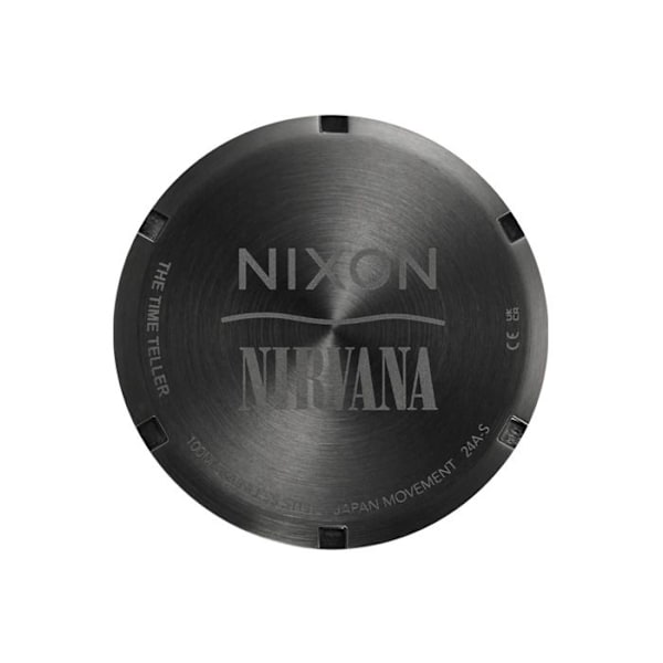 Klocka - Nixon - Nirvana Time Teller - Rostfritt stål - Äkta läder - Vattentät 100m svart nirvana/smiley