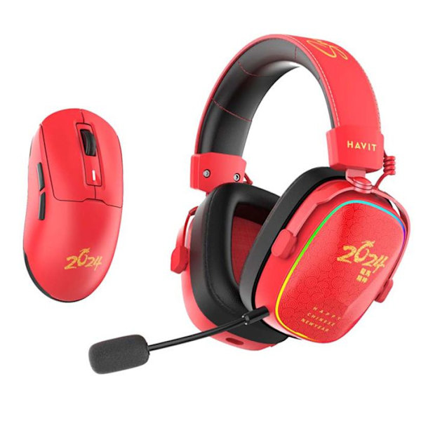Trådløs headset, mus 16 000 DPI, begrænset udgave - Havit (H2039BG) - Rød
