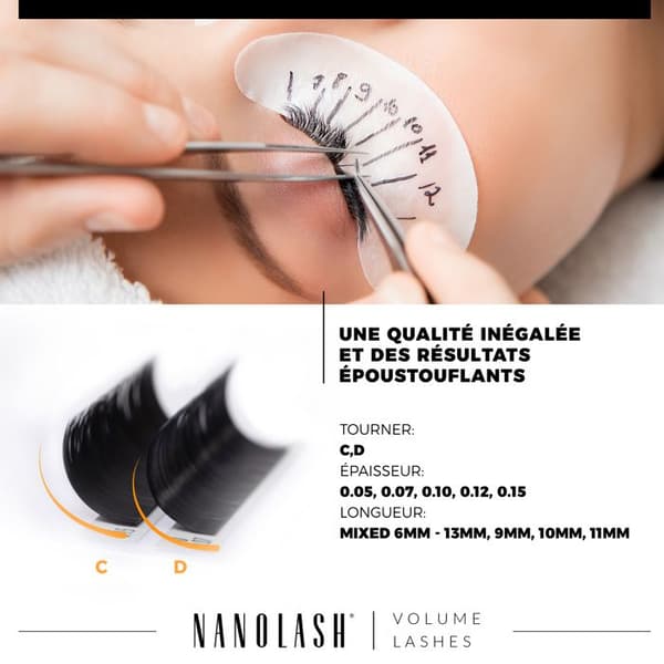 Ripsienpidennykset - Nanolash - Volyymiripsit - 0.05 D kaari - 6-13 mm - Musta