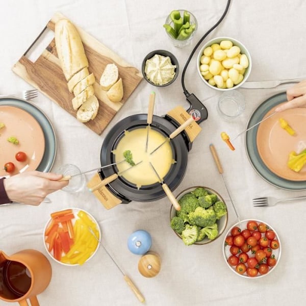 Sähkölaitteet Kaikki tyyppiset fondue-tristar FO-1108 - Säädettävä termostaatti - 8 Henkilölle - 1,5 L - Haarukat mukana, Al Svart