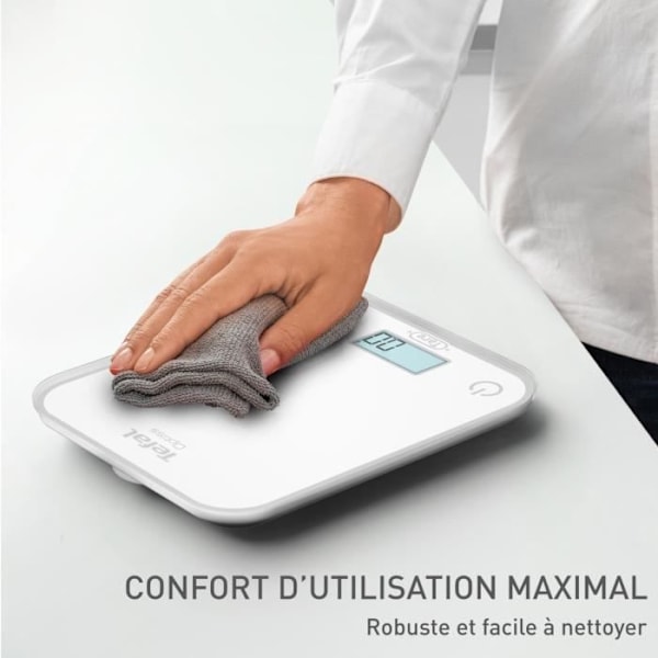 TEFAL Optiss elektronisk köksvåg, bakgrundsbelyst display, reptålighet, 5 kg kapacitet, vit BC50U0V0 Vit