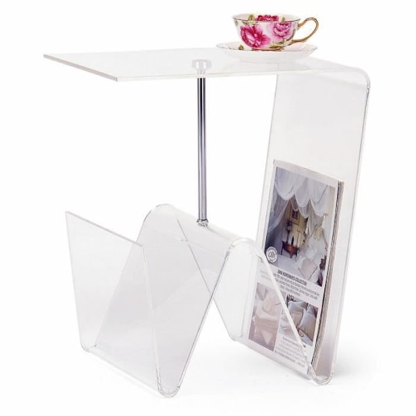 akryl transparent metall tidningsställ bord (40 x 30 x 44 cm)