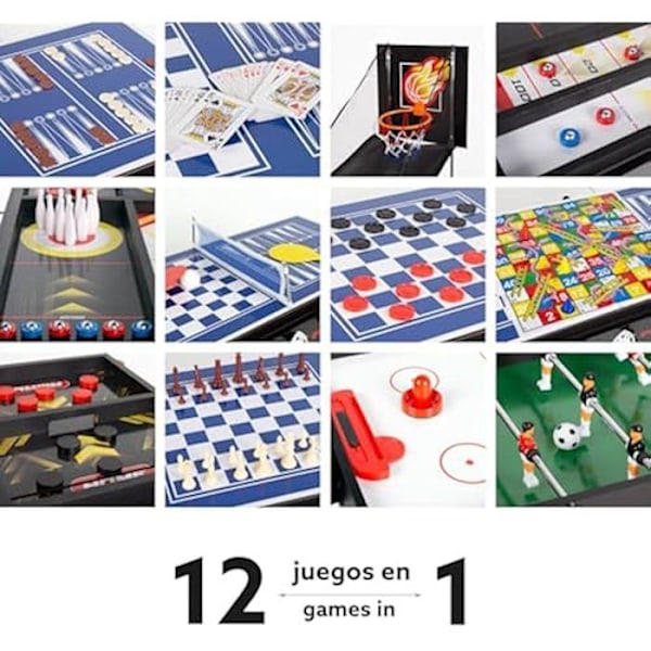 COLORBABY Multi-Games Pöytä - 12 in 1 -lautapeli - 92 x 41 x 61 cm - Mixed - Alkaen 6 vuotta