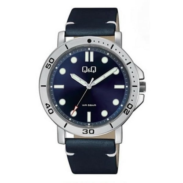 Herre Ur - Q&Q - QB86J312Y - Læder - Vandafvisende 5 atm - Mineralglas
