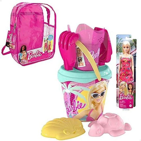 BARBIE-rantalelu - ämpäri, harava, lapio - valkoinen - puoliläpinäkyvä - Ø18 cm - lapsi - sekalainen Halvtransparent