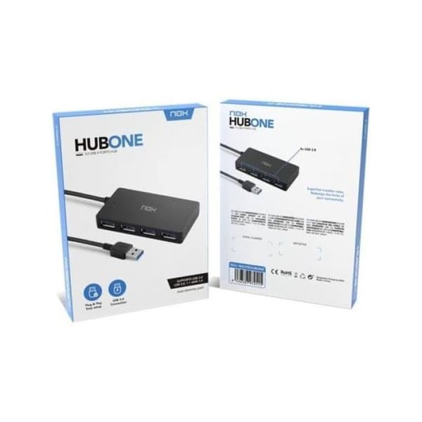 USB Hub - NOX - NXLITEHUBONE - 4 porte - USB 3.2 Gen 1 - Plug and Play - Sort