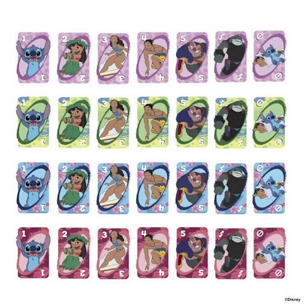 Mattel Games - Disney UNO Lilo ja Stitch - Lasten ja perheen korttipeli JCC10 Flerfärgad
