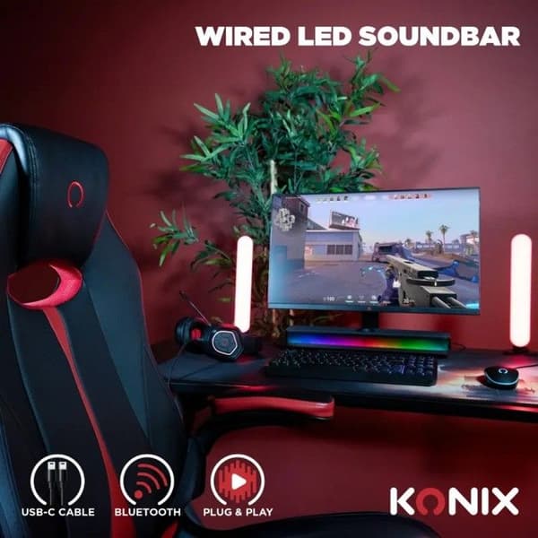 LED Soundbar Konix Gaming Kable til PC