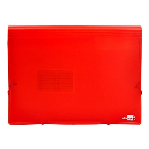 Liderpapel polypropeenilajittelija a4 210x297mm 700 mikronia 13 lokeroa läpikuultava elastinen suljin punainen väri
