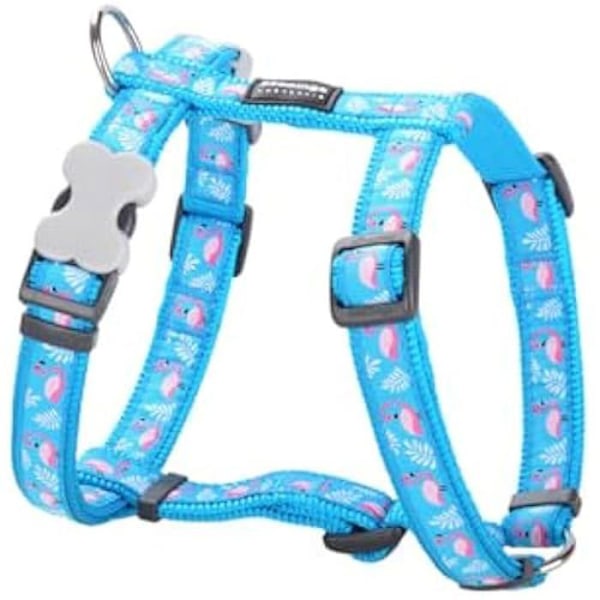 Flamingo Hundesele - Rød Dingo - Størrelse 25-39 cm - Turkis flerfarvet