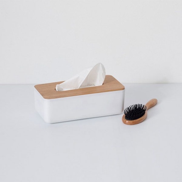 Tissue box - Vit modell - Bambu lock - Skandinavisk design - Mått 26x13x8 cm Vit