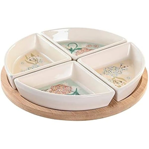 Forretsbakke - DKD HOME DECOR - Standard - Bambus og stentøj - 21,5 x 21,5 cm - Hvid, beige, grøn vit, beige, grön