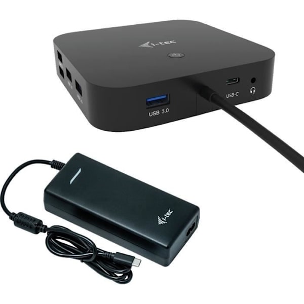 i-tec-USB-C 2x4K dockingstation med 100W PD strømadapter