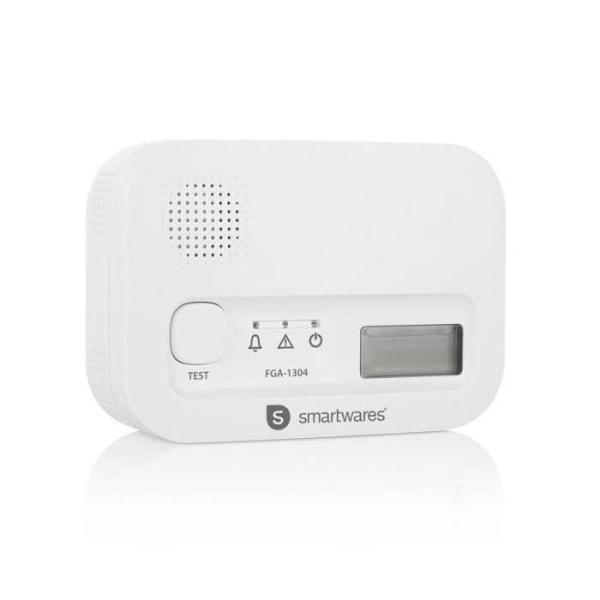 Kuldioxid-detektor - SMARTWARES - FGA-13041 - Alarm 85 dB - 3 års batteri - Vægbeslag Hvid
