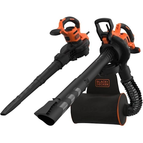 BLACK+DECKER Ledningsbaseret støvsuger, blæser og nedbryder - BEBLV300-QS - 3000 W - 72L pose - Bi-rørsystem Orange, Svart