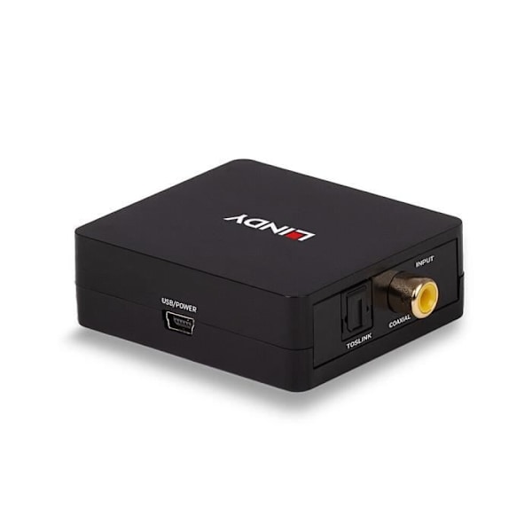 Äänimuunnin - LINDY - 2 kanavaa digitaalinen SPDIF - Toslink - 192kHz - Musta