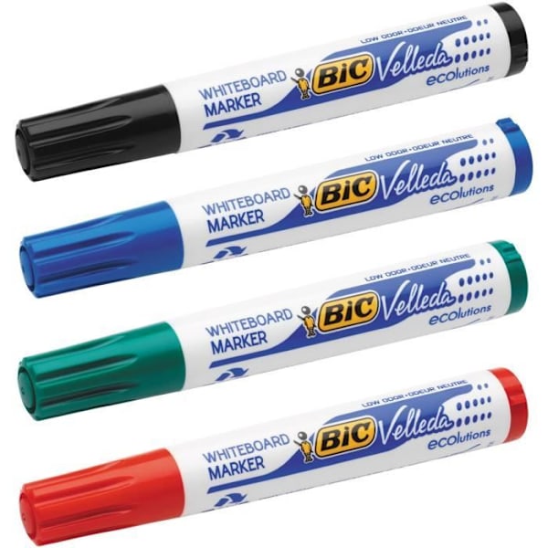 BIC Velleda 1701 ECOlutions Dry Erase valkotaulumerkit keskikartiolla - 4 kpl läpipainopakkaus