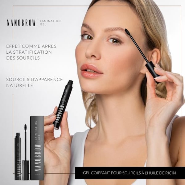 Nanobrow Lamination Gel Black - sävytetty kulmakarvojen geeli, tarkasti muotoillut ja täytetyt kulmakarvat