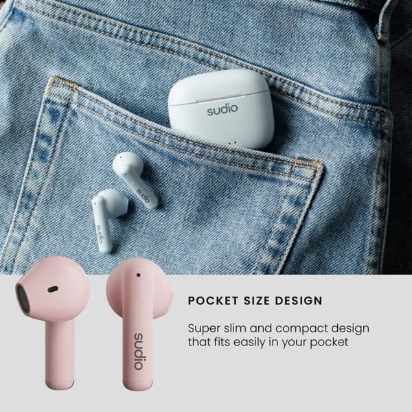 Trådløse høretelefoner - Sudio - A1PNK - Bluetooth 5.3 - IPX4 - Batteritid 45 timer Rose