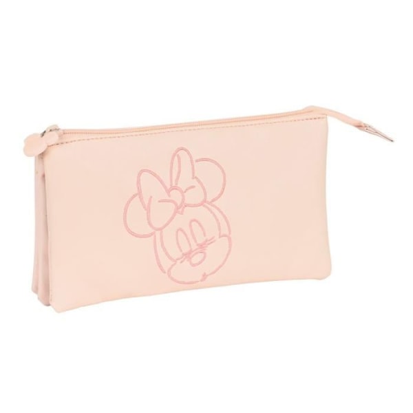 Blyantstiftetui - SAFTA - Minnie Mouse - Rosa - 3 rum - Lynlås Flerfärgad