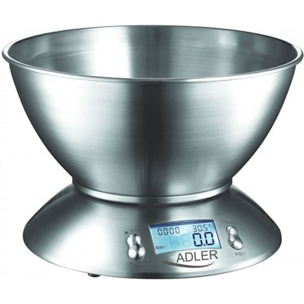 Køkkenvægt - Inox - 5 kg - Elektronisk - LCD-skærm - Tare-funktion Rostfritt stål