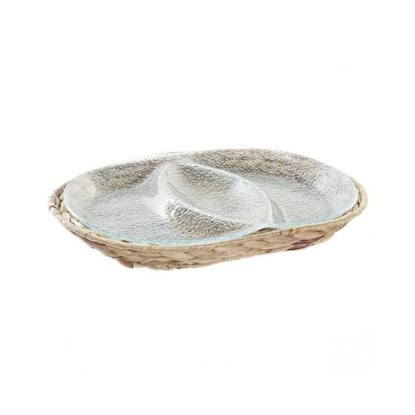 Serveringsfat - DKD Home Decor - Transparent Naturglas - 38 x 25 x 4 cm - Rektangulär - Vuxen Transparent