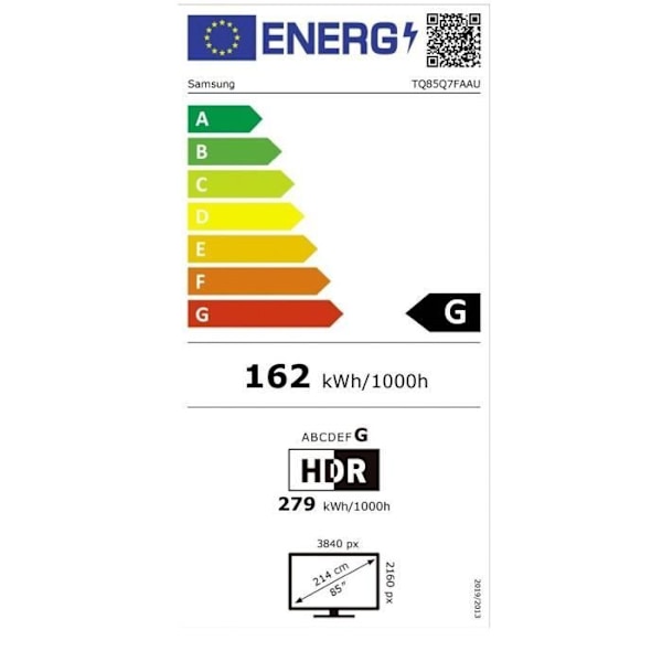 Samsung TQ85Q7F - TV QLED 85" (216 cm) - 4K UHD 3840x2160 - HDR10+ - Älykäs TV - Pelikeskus - 3xHDMI - WiFi