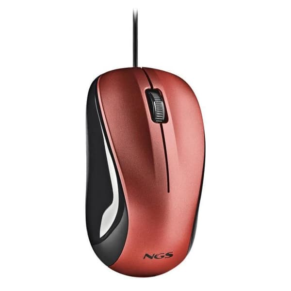 Optisk Mus - NGS - KABLET - 1200 DPI - Rød - Kabel 1,3 m Sort