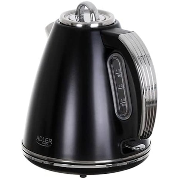 Kedel - ADLER - AD 1343 - Sort metal - 1,5 L - 2200 W - 360° roterende base sort