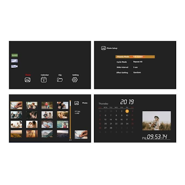 Digital photo frame - KODAK - 7 inches - Automatic slideshow - 4 GB memory - Black
