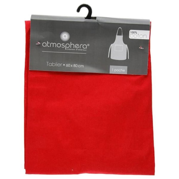 Förkläde - Enfärgad - Röd - 100% bomull - 60x80 cm - Inbyggd ficka Röd