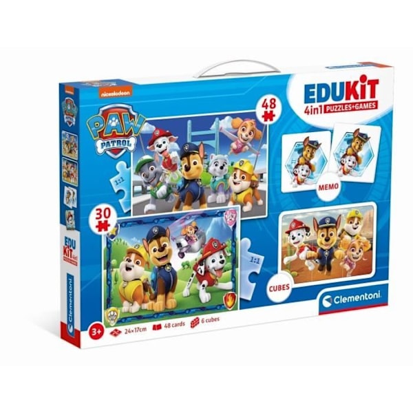 Clementoni - Edukit - Paw Patrol - 4 in 1 esikoulutoimintasetti - Palapelit, kuutiot ja muistio - Made in Italy Flerfärgad