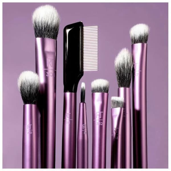 Makeup børste - Real Techniques - Eye Essentials - 8 dele - Rosa farve - Perfekt øjenmakeup Violet