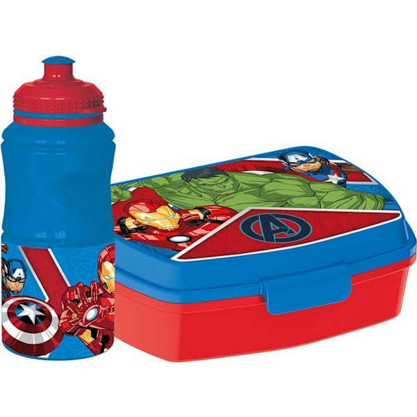 Pullo ja voileipälaatikko - Marvel - Avengers - 380 ml - Kierrätettävää muovia - Liukumaton Blå
