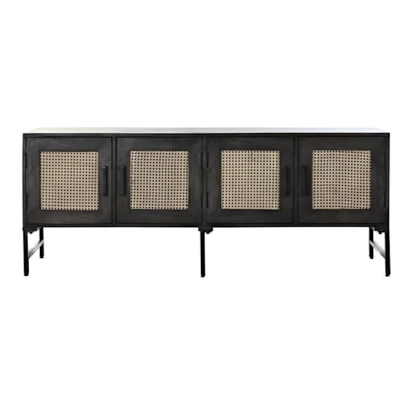 brun skænk i rattan mangotræ (155 x 40 x 61,5 cm)