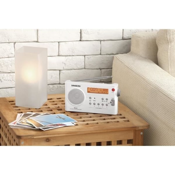 Sangean PR-D7 bærbar radio - Hvid - Digital AM/FM tuner - 10 programmerbare stationer - Automatisk søgning