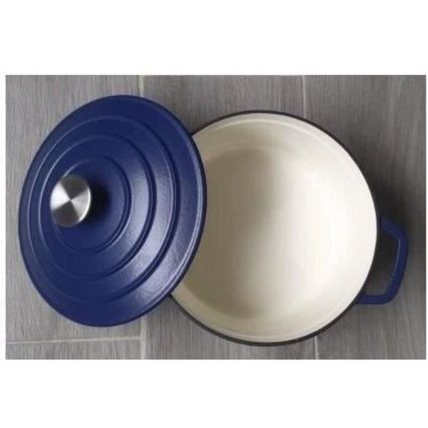 Marmite fondant massiv - GSW - BLÅ MAGI - 24 cm - Rund - Induktion - Blå Blå Indre Hvid