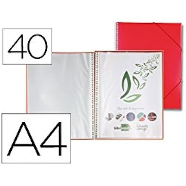 Vitrine Folders med spiral - LIDERPAPEL - EC14 - A4 - Rød - 40 lommer