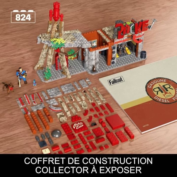 MEGA Coffret Relais Routier Red Rocket Fallout, 824 osaa, 2 liikkuvia hahmoa ja tarvikkeet HXT00