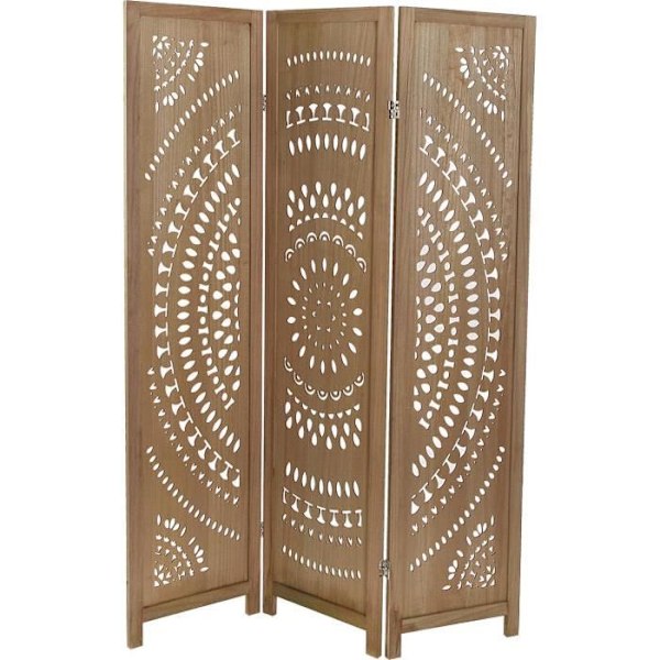Romersk gennembrudt træskærm 170 cm - VERSA - Natur - 3 paneler Naturlig