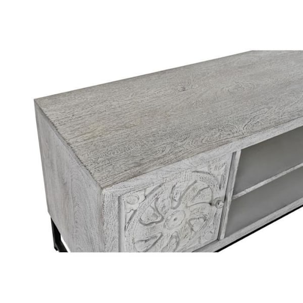 Intialaistyylinen TV-kaappi - Metallia ja mangoa - Valkoinen - 130 cm