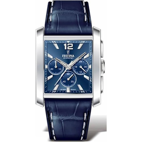 Klocka - Festina - F20636-2 - Chrono - Läder - Analog - Blå Blå