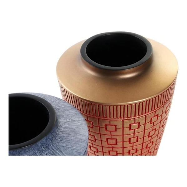 Maljakko DKD Home Decor Sininen Punainen Resin Oriental (2 kpl) (17 x 17 x 20 cm)