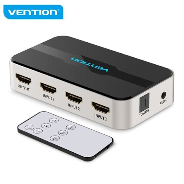 3 i 1 HDMI Switcher - VENTION - 4K 30Hz - Audio Splitter - Plug & Play - Xbox PS4 kompatibel