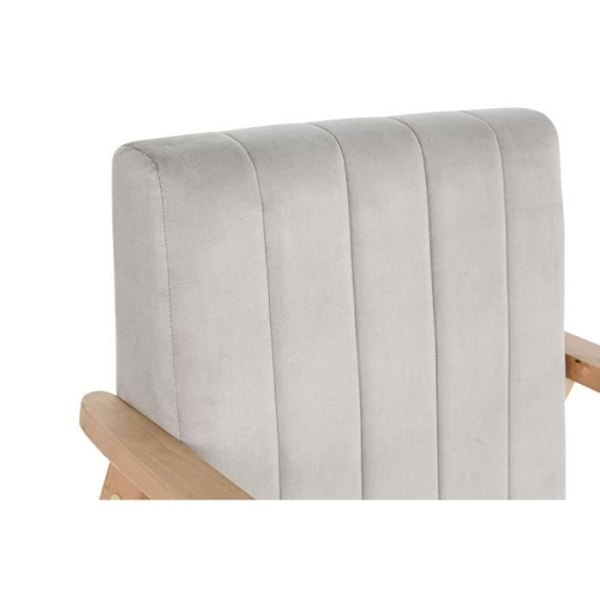 Fåtölj - Naturgrå Beige - 63 x 68 x 81 cm - Furu - Vit